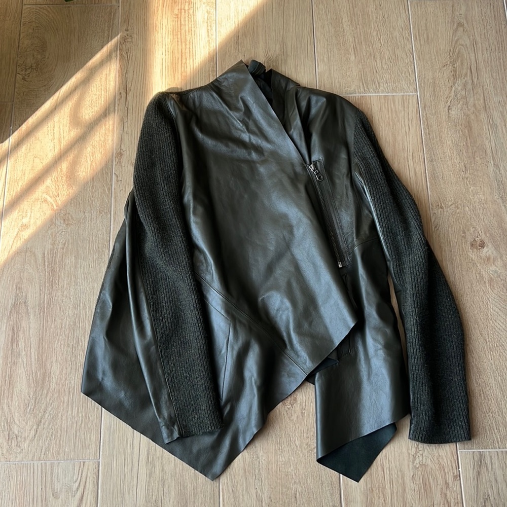 Quinn Olive Green Leather Cashmere Jacket